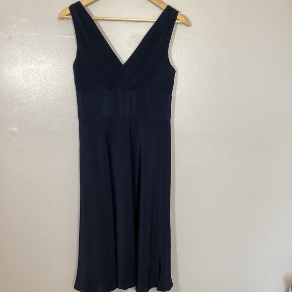 J Crew Sophia Dress Size 4 Navy Blue 100% Silk Fit & Flare Evening Cocktail - Picture 14 of 14